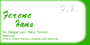 ferenc hans business card